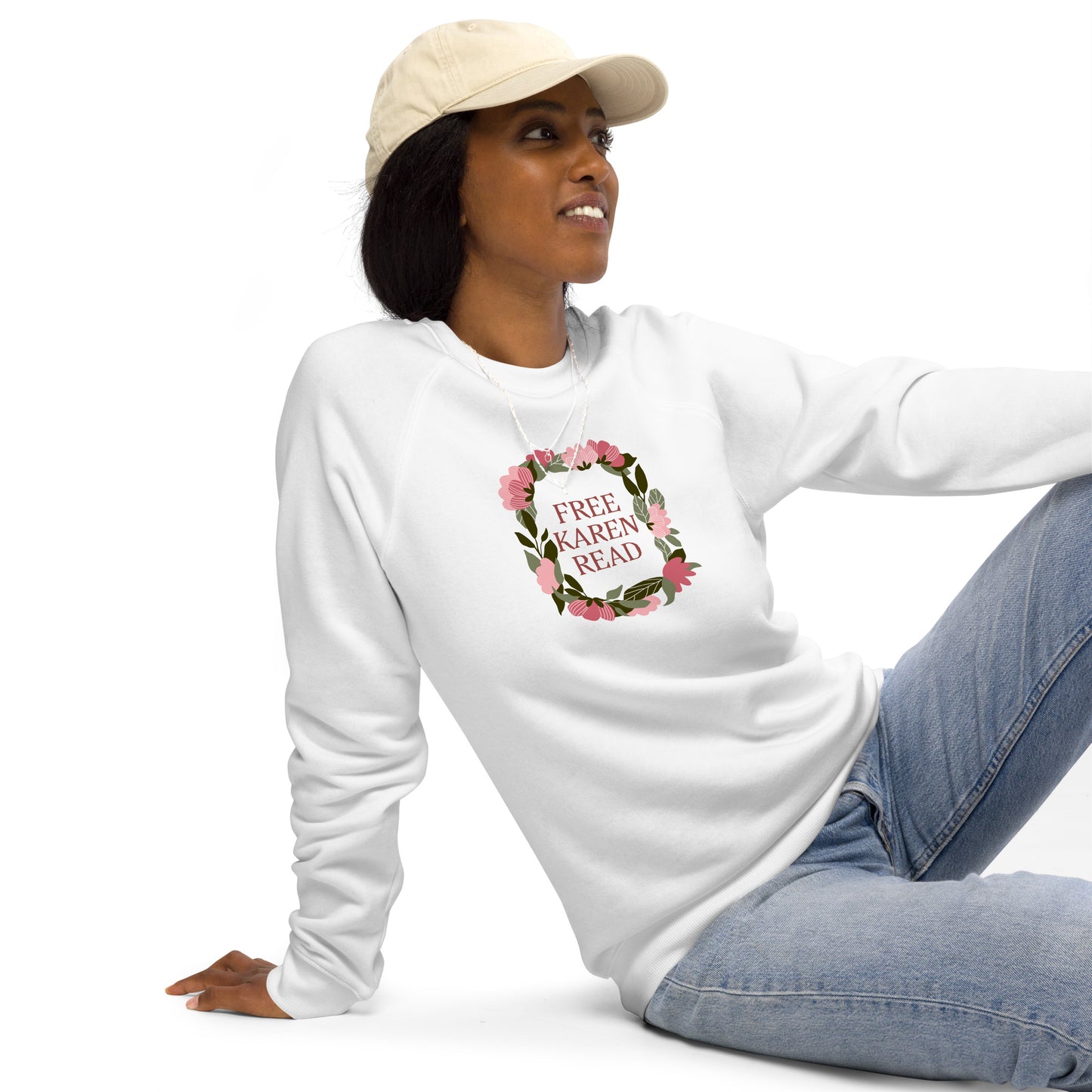 Free Karen Read, unisex organic raglan sweatshirt