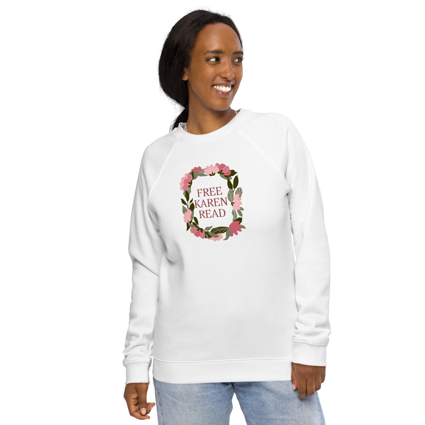 Free Karen Read, unisex organic raglan sweatshirt