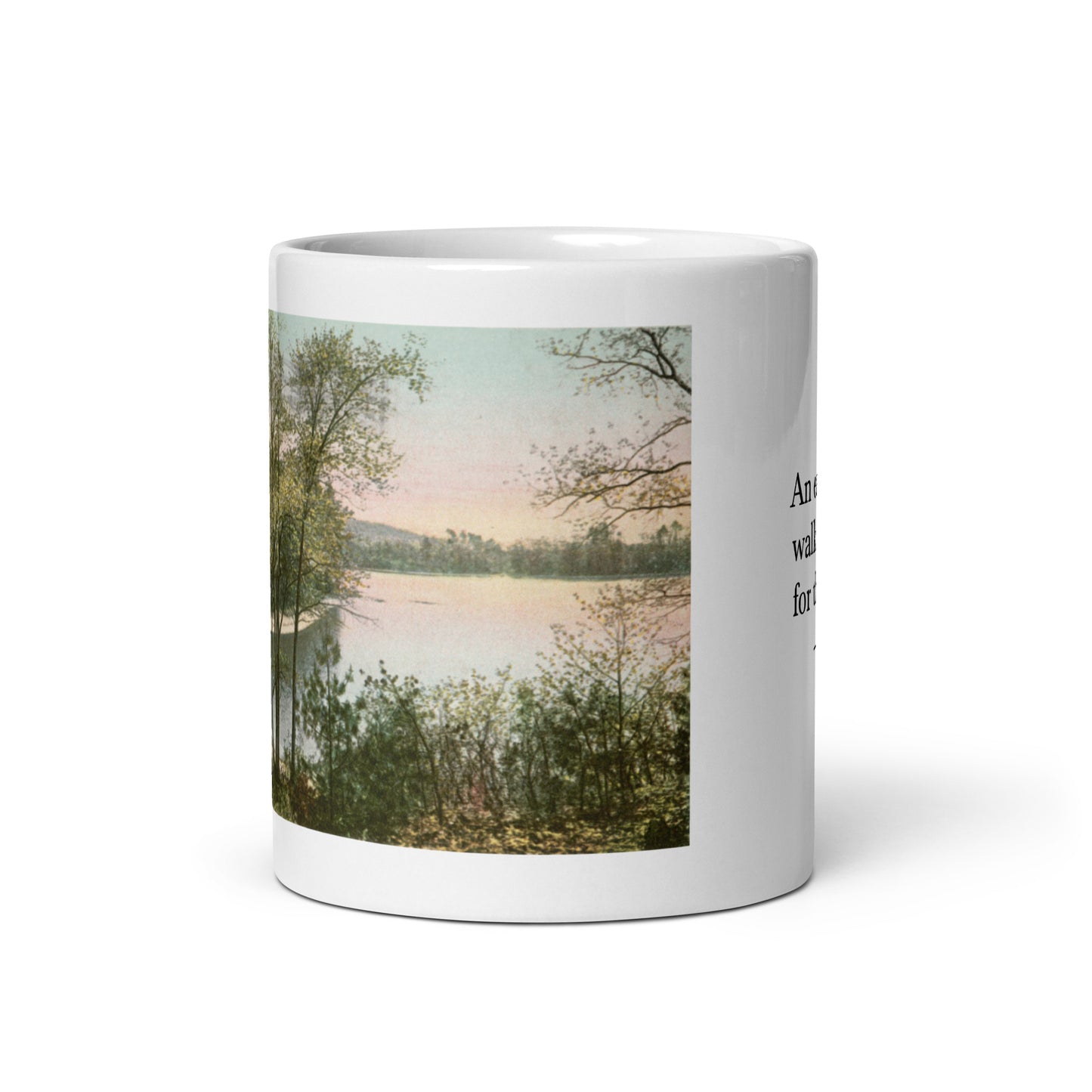 Thoreau early-morning walk white glossy mug