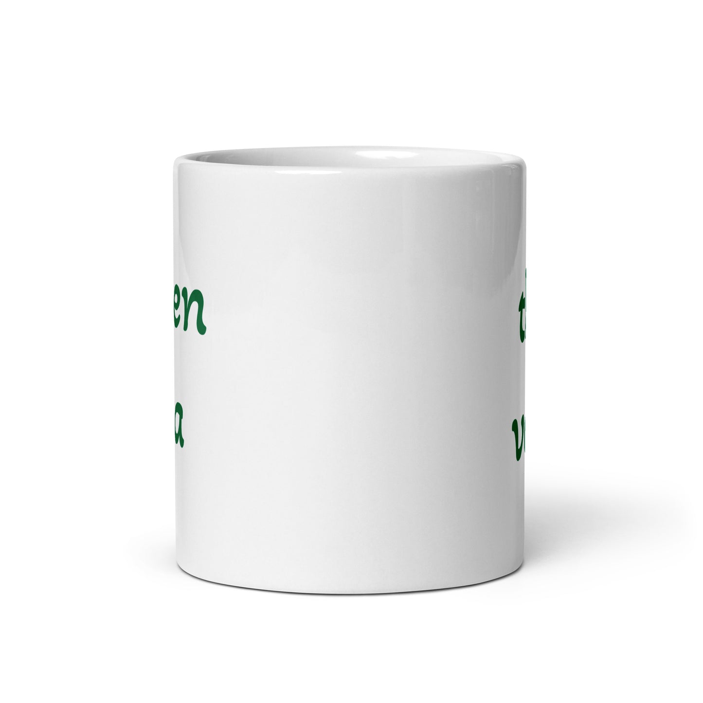 green tea, thé vert, white glossy mug