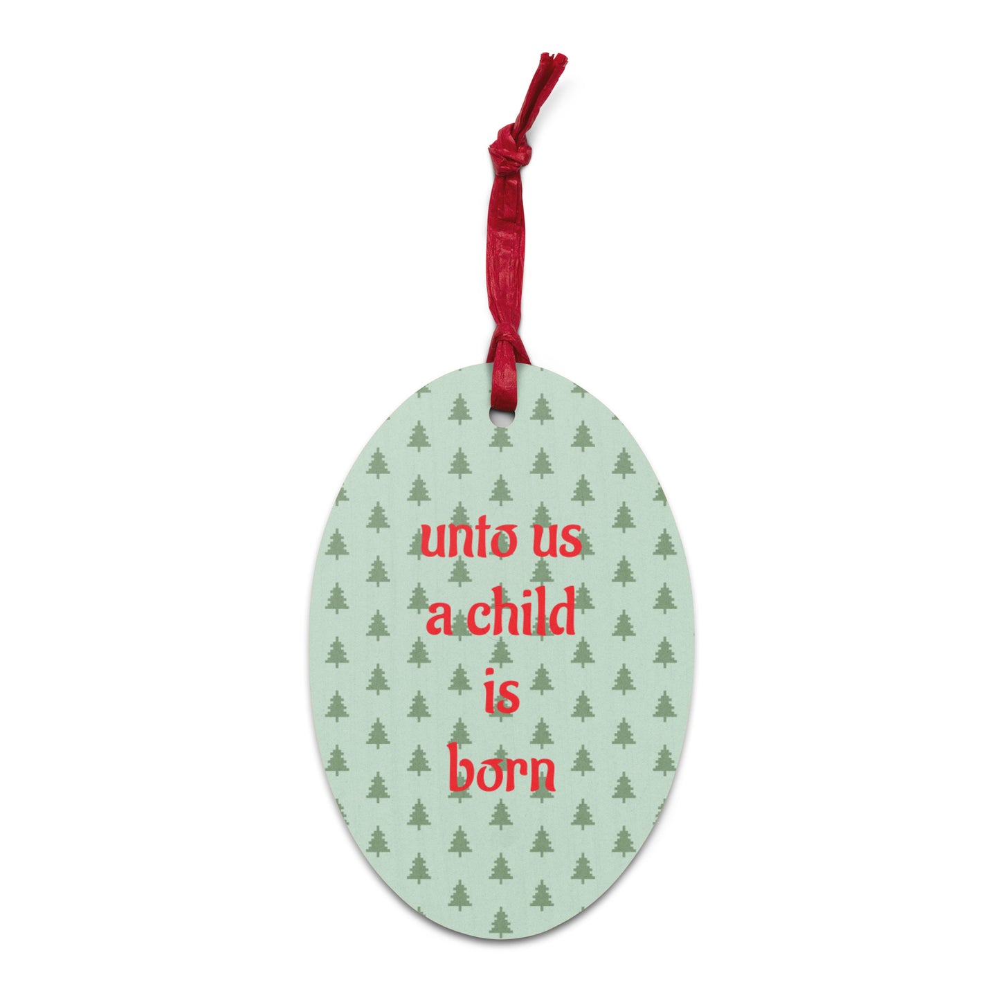 Handel "unto us a child is born" wooden Christmas ornament