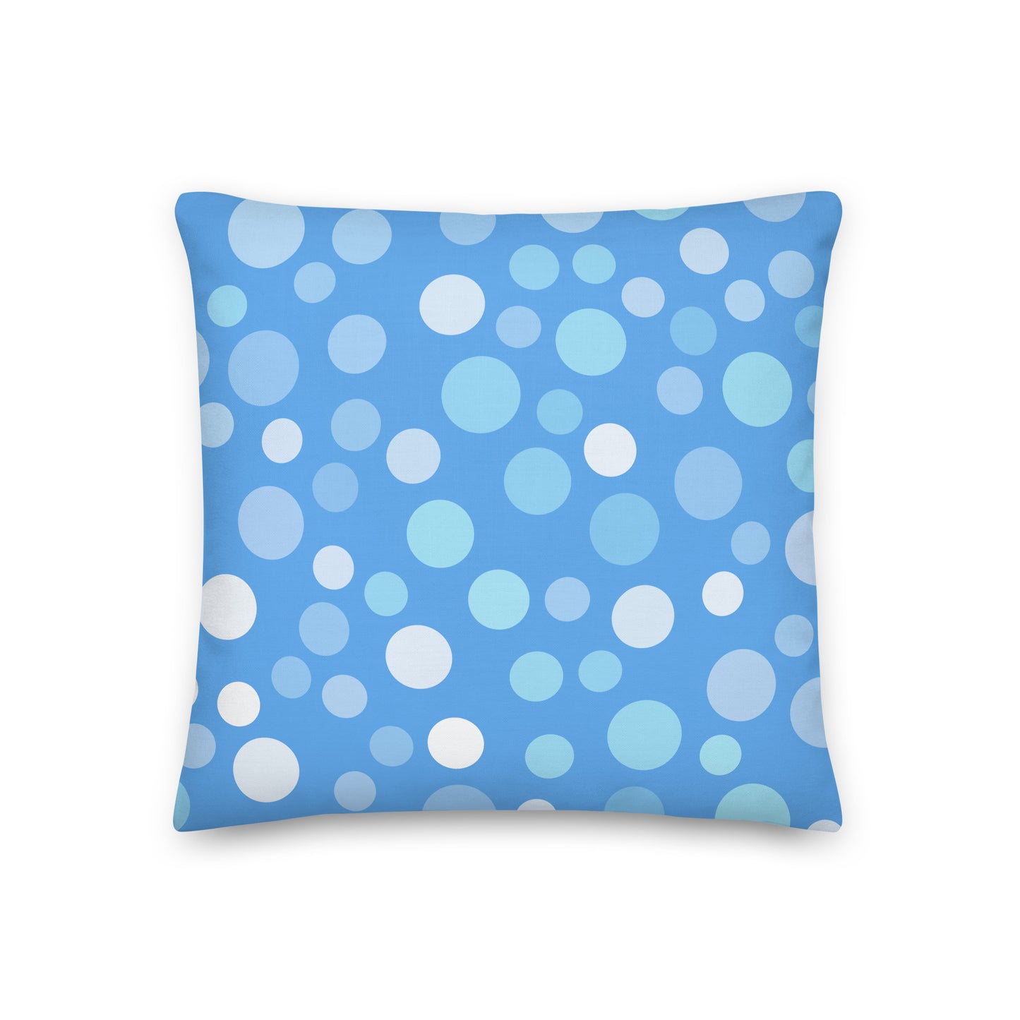 Blue and White Circles Premium Pillow