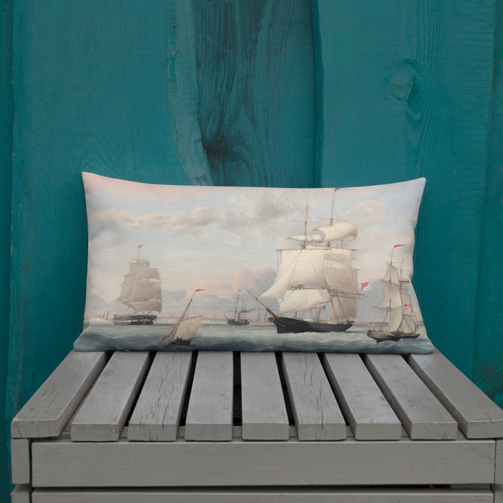 New York Harbor 1852 Premium Pillow