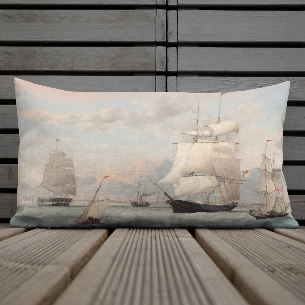 New York Harbor 1852 Premium Pillow