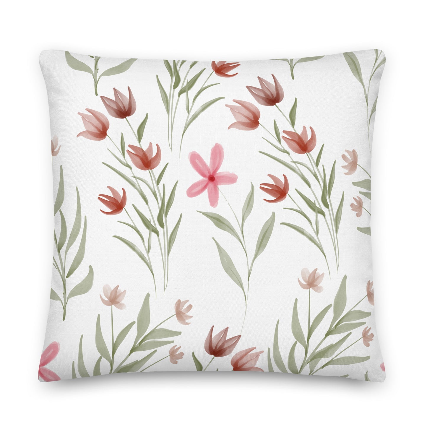Red flower pattern premium Pillow