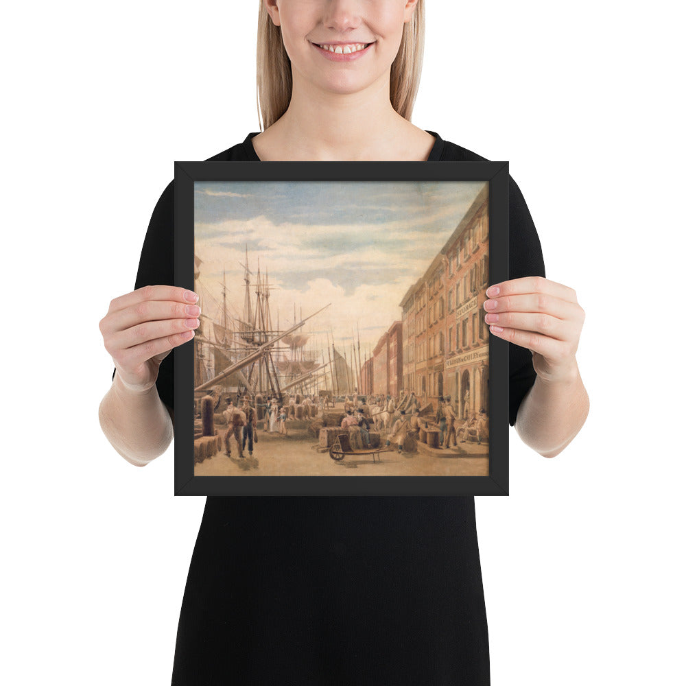 View of South Street, from Maiden Lane, New York City, framed poster