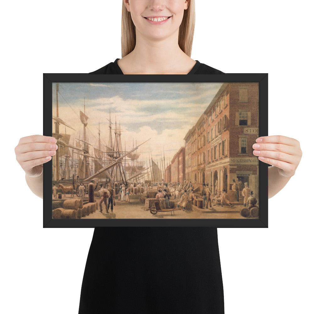 View of South Street, from Maiden Lane, New York City, framed poster