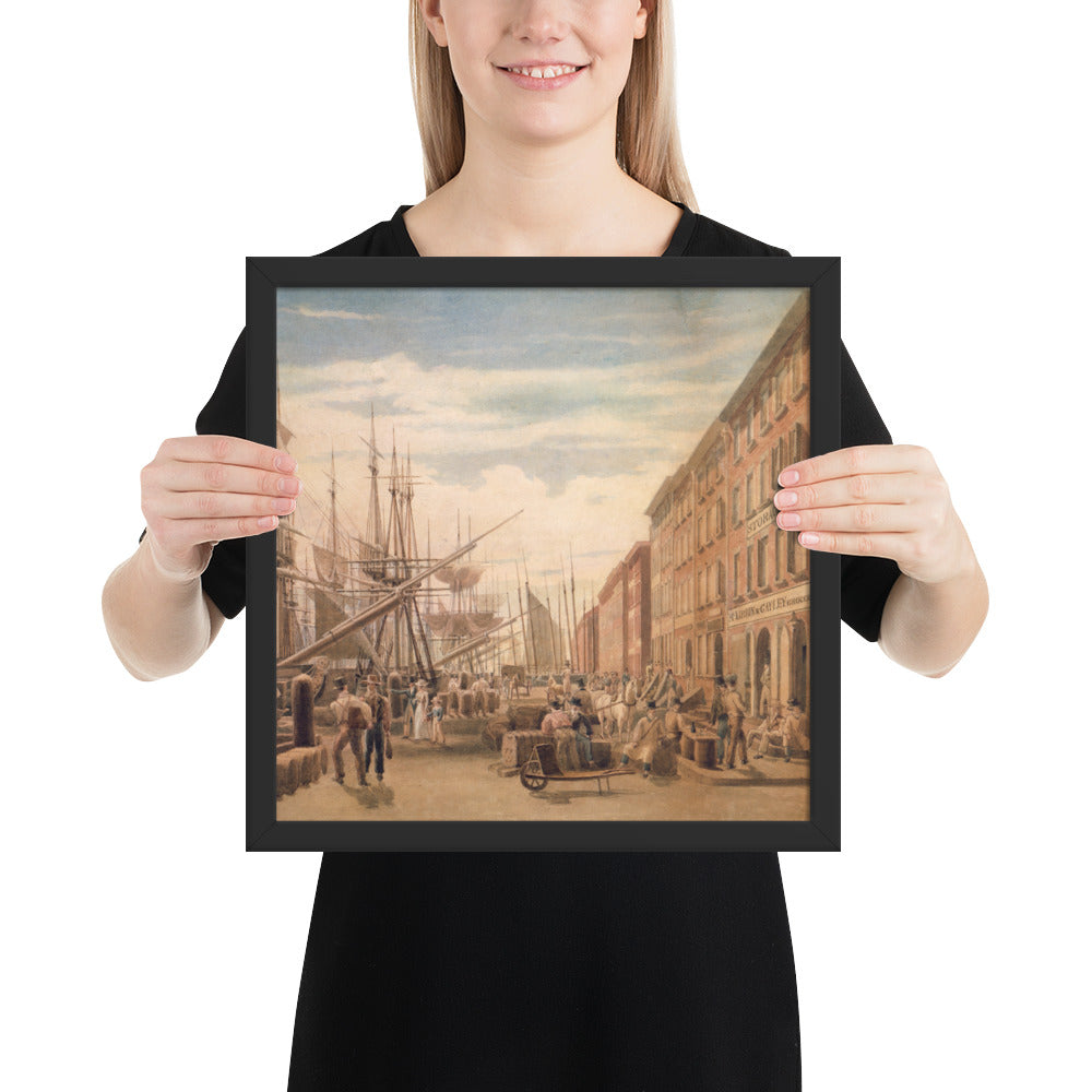 View of South Street, from Maiden Lane, New York City, framed poster