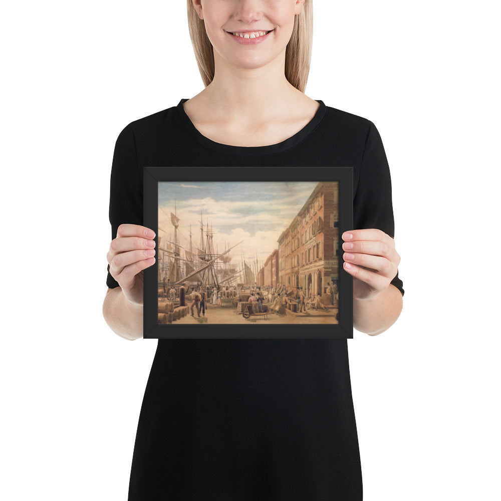 View of South Street, from Maiden Lane, New York City, framed poster