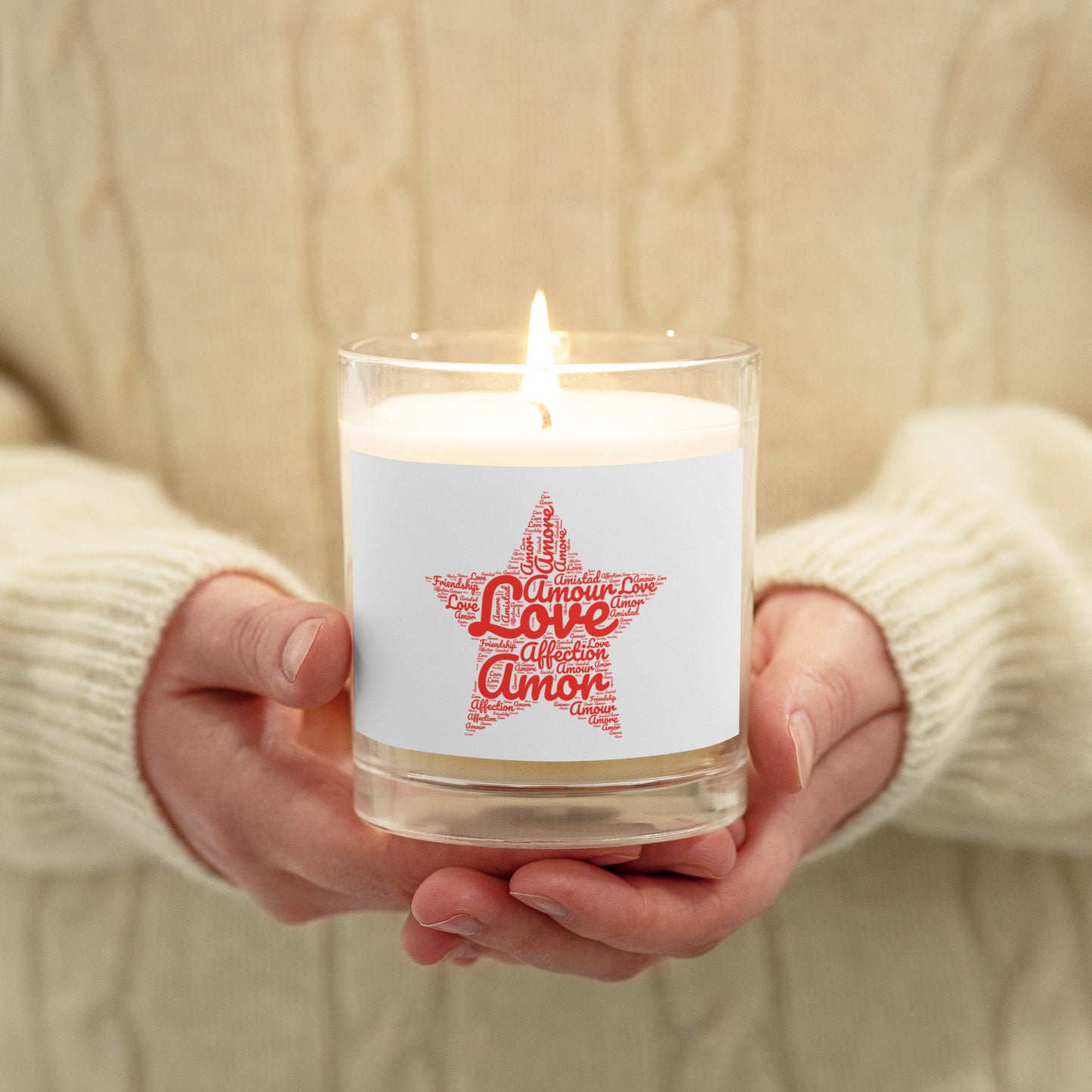 Love word star Glass jar soy wax candle