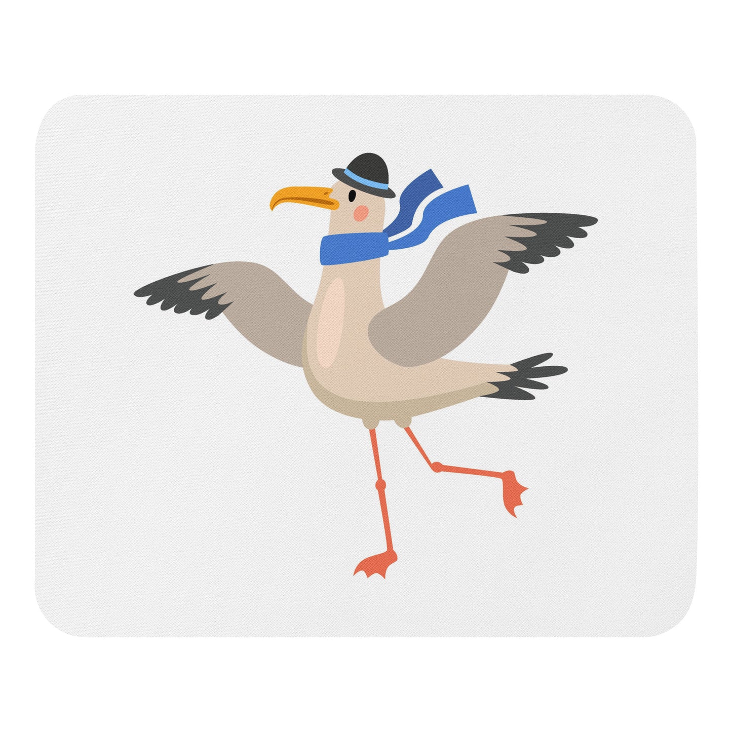 Mouse pad, seagull with hat and scarf