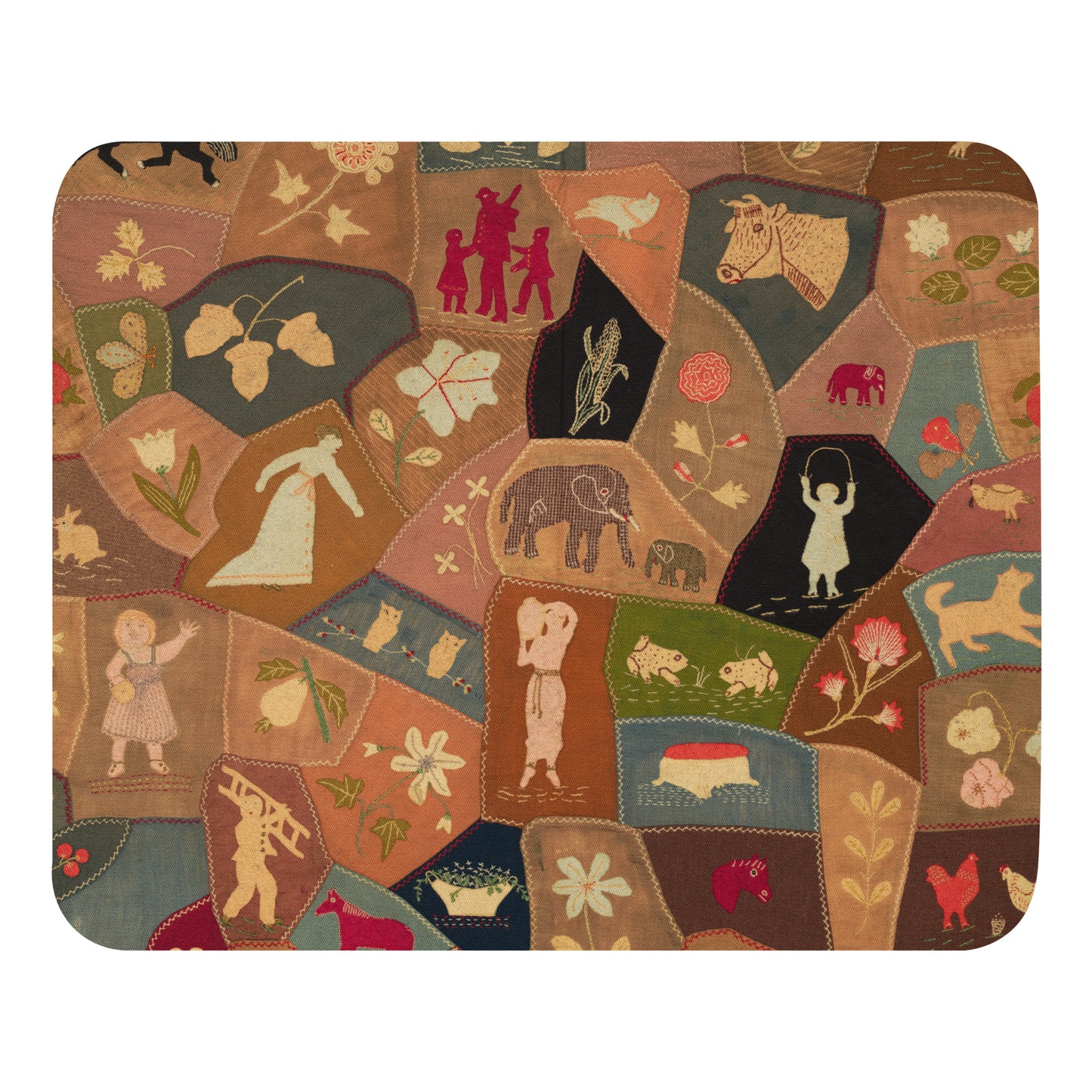 Crazy-quilt design mouse pad