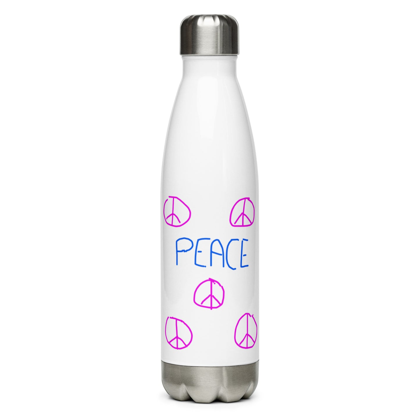 Peace naive print Stainless Steel Water Bottle