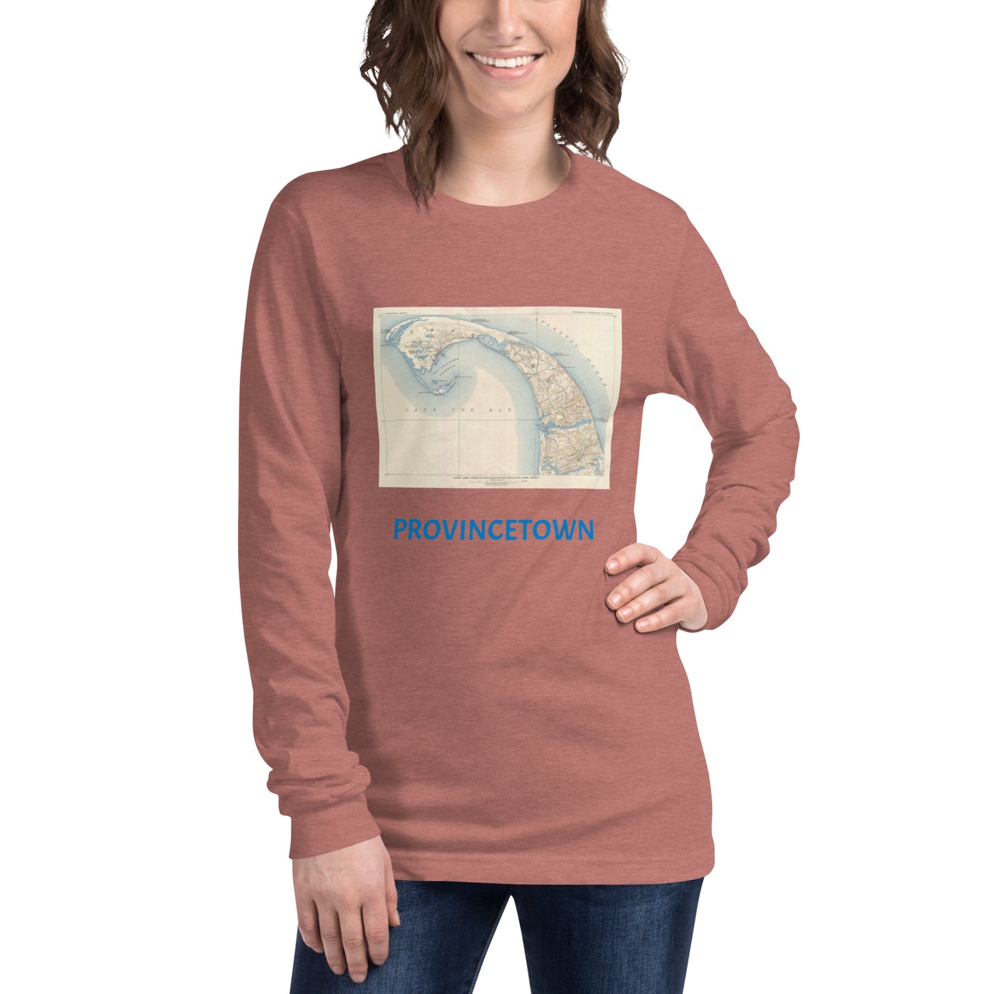 Provincetown Image is from a 1908 U.S. Geological Survey's map of Cape Cod, Massachusetts.Unisex Long Sleeve Tee
