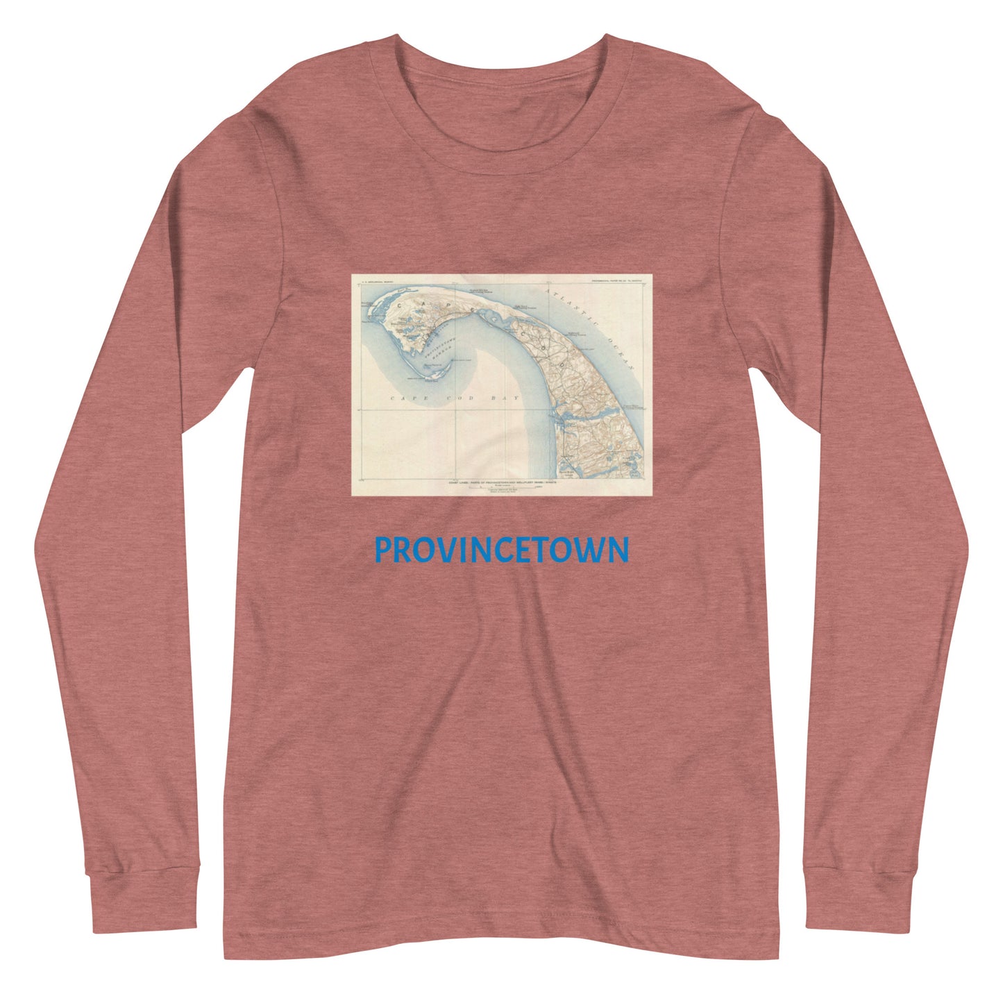 Provincetown Image is from a 1908 U.S. Geological Survey's map of Cape Cod, Massachusetts.Unisex Long Sleeve Tee