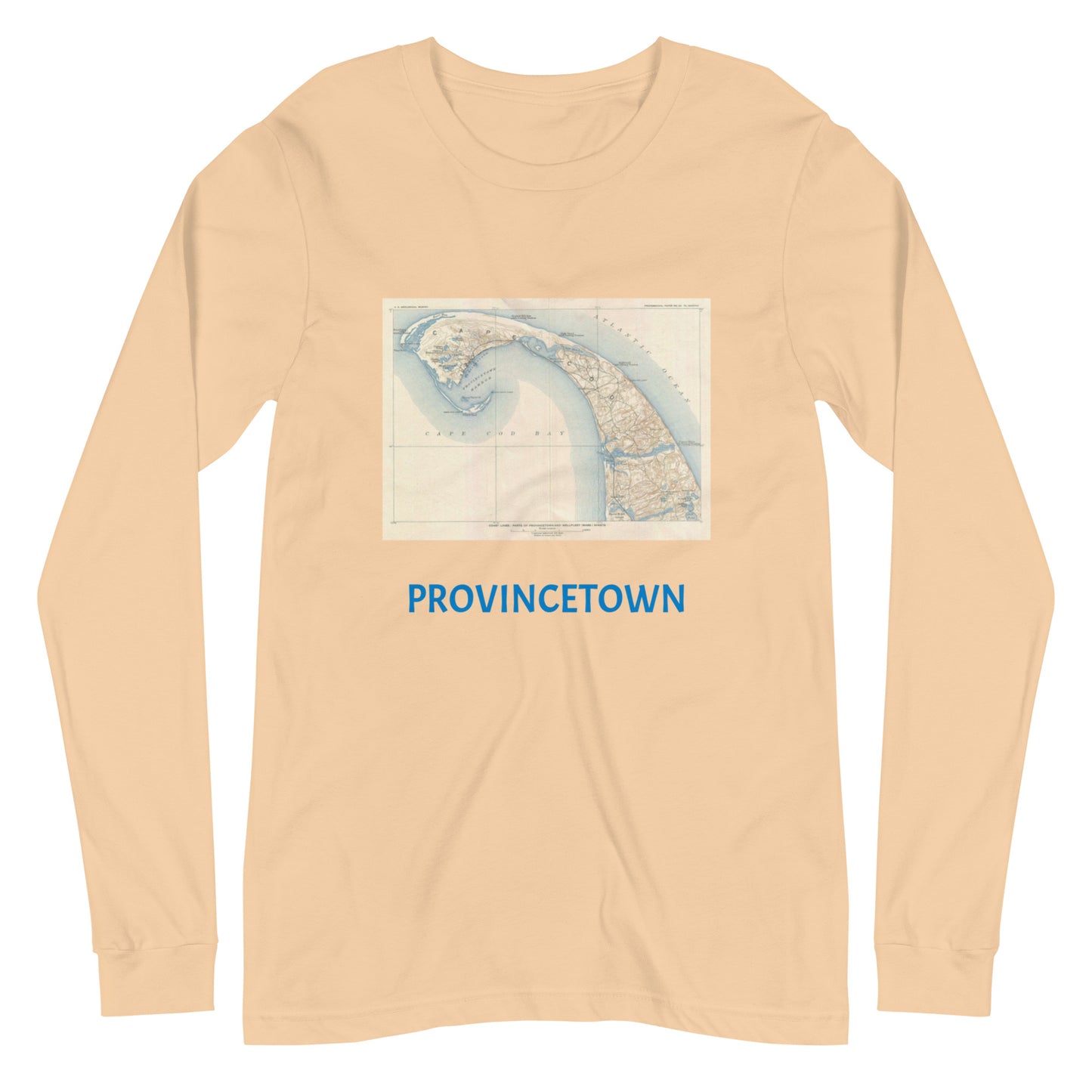 Provincetown Image is from a 1908 U.S. Geological Survey's map of Cape Cod, Massachusetts.Unisex Long Sleeve Tee