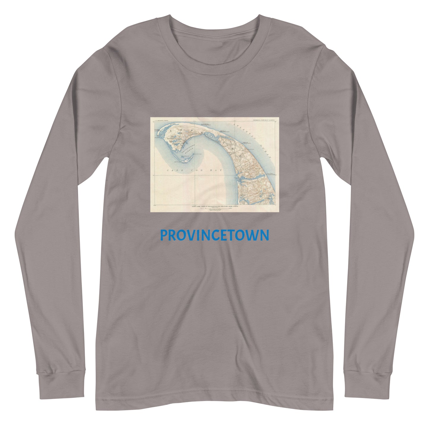 Provincetown Image is from a 1908 U.S. Geological Survey's map of Cape Cod, Massachusetts.Unisex Long Sleeve Tee