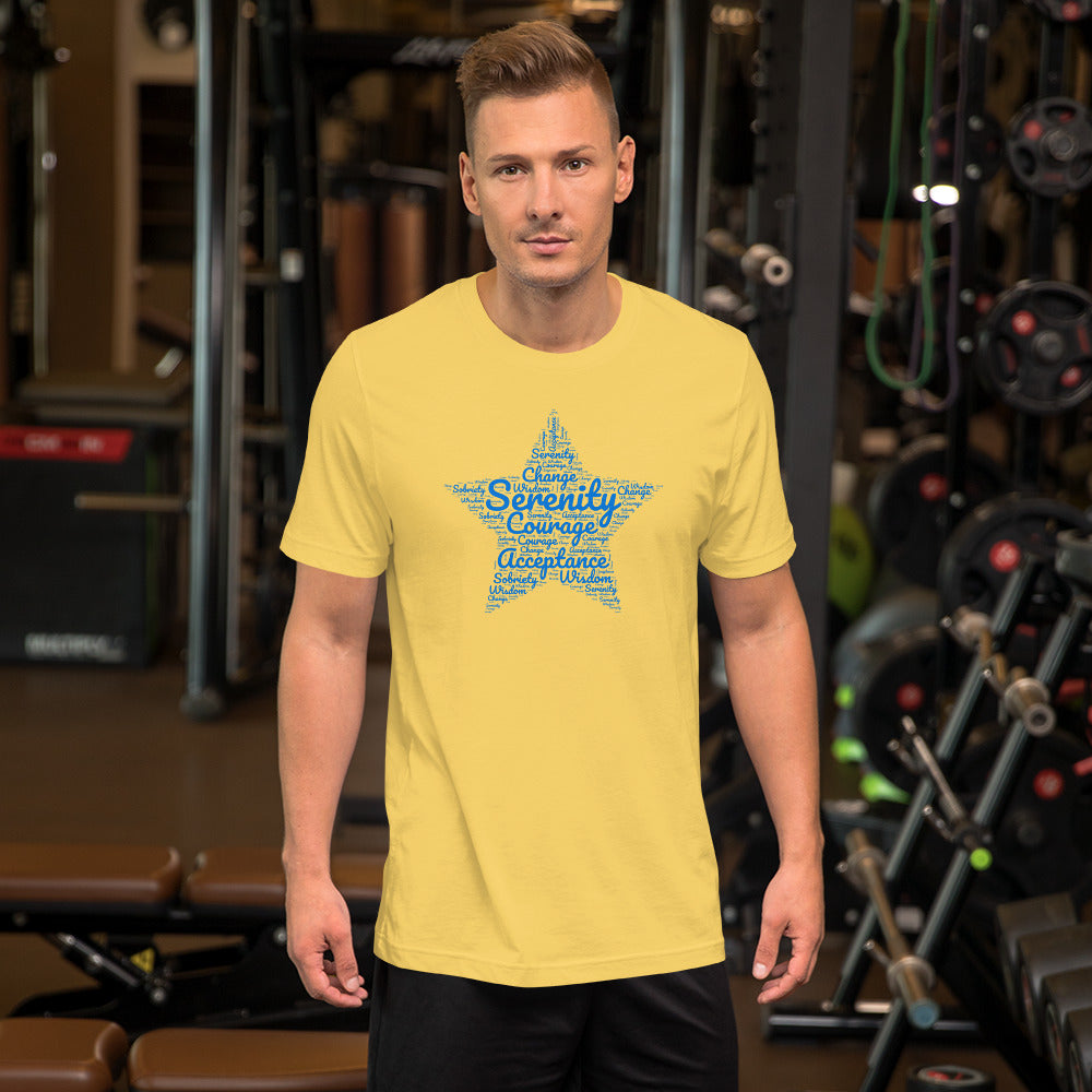 Serenity star-shaped word cloud unisex t-shirt