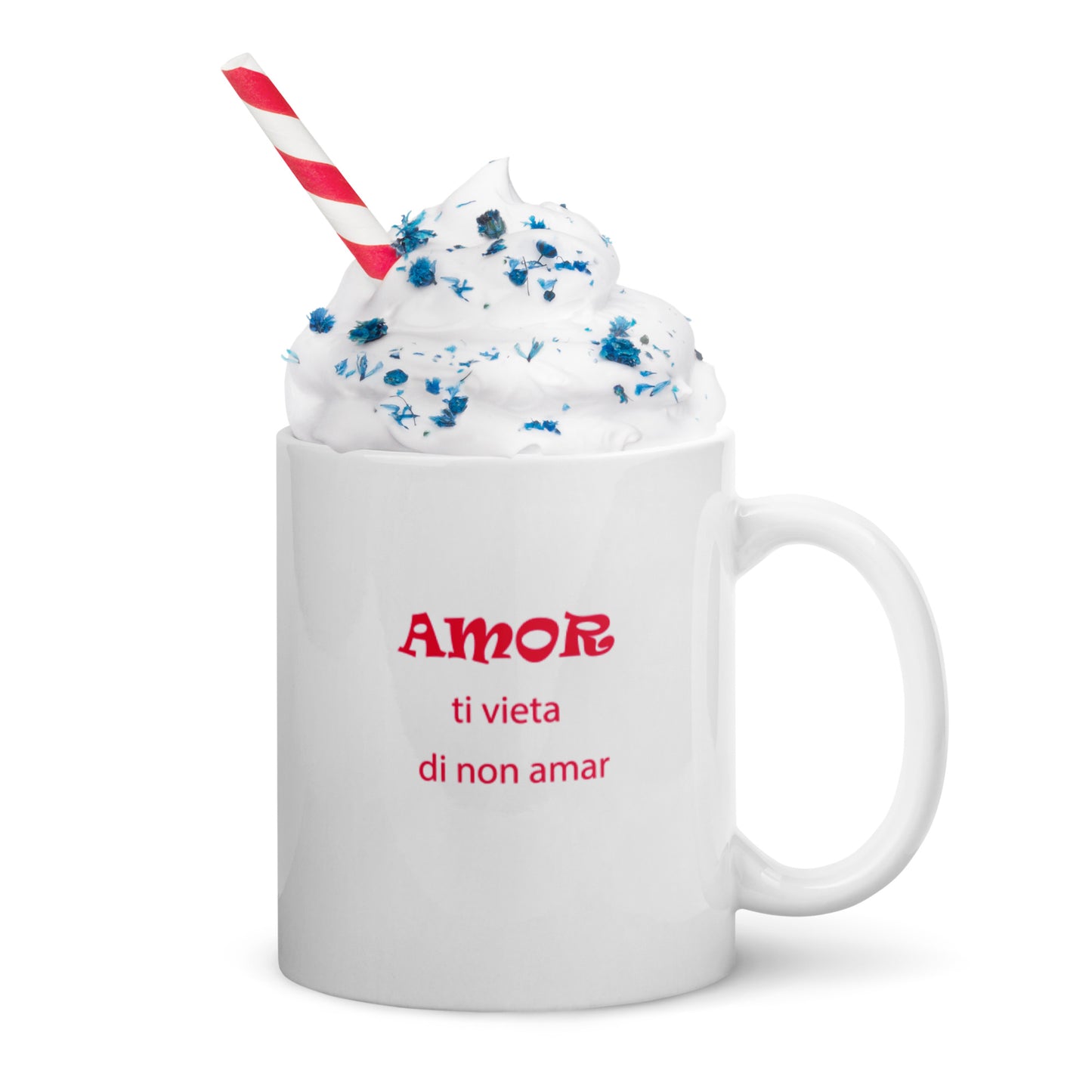 Fedora glossy mug. Amor ti vieta di non amar.