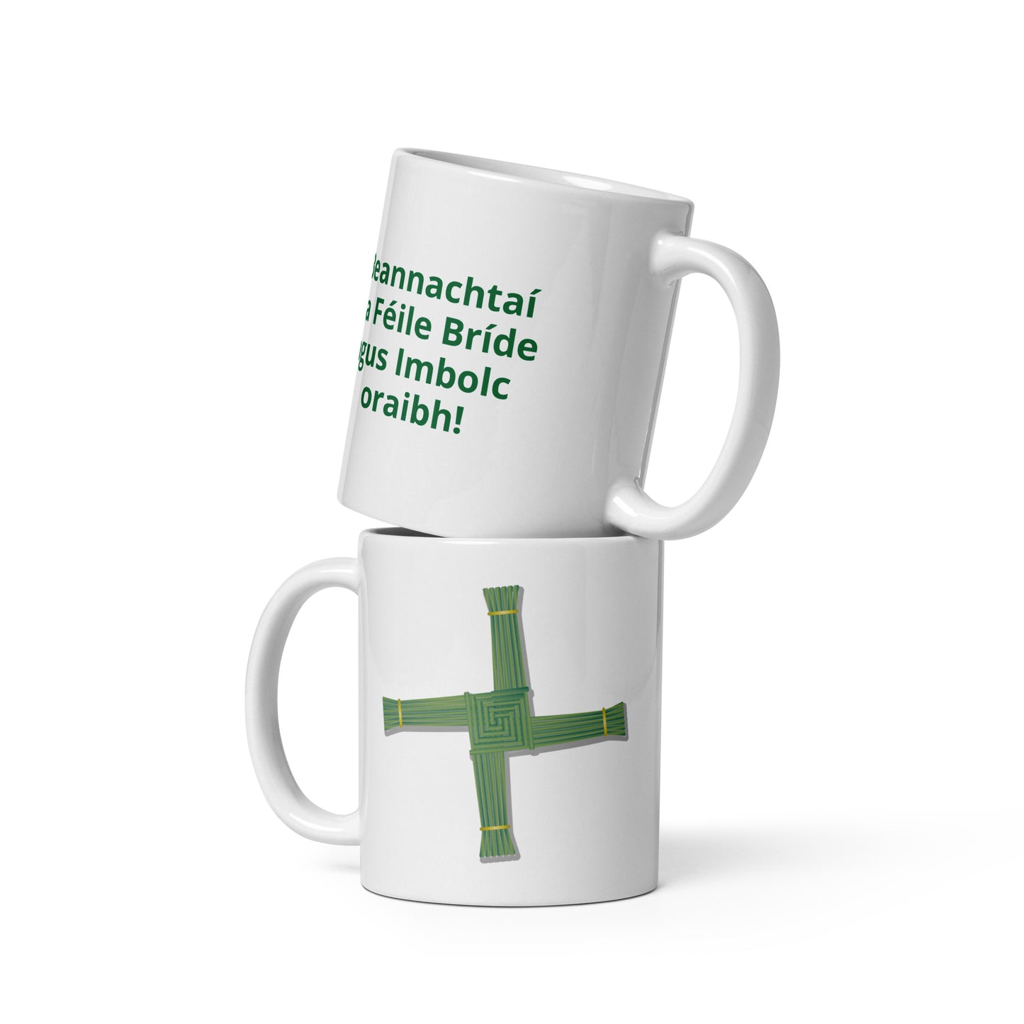 Saint Brigid's Cross white glossy mug