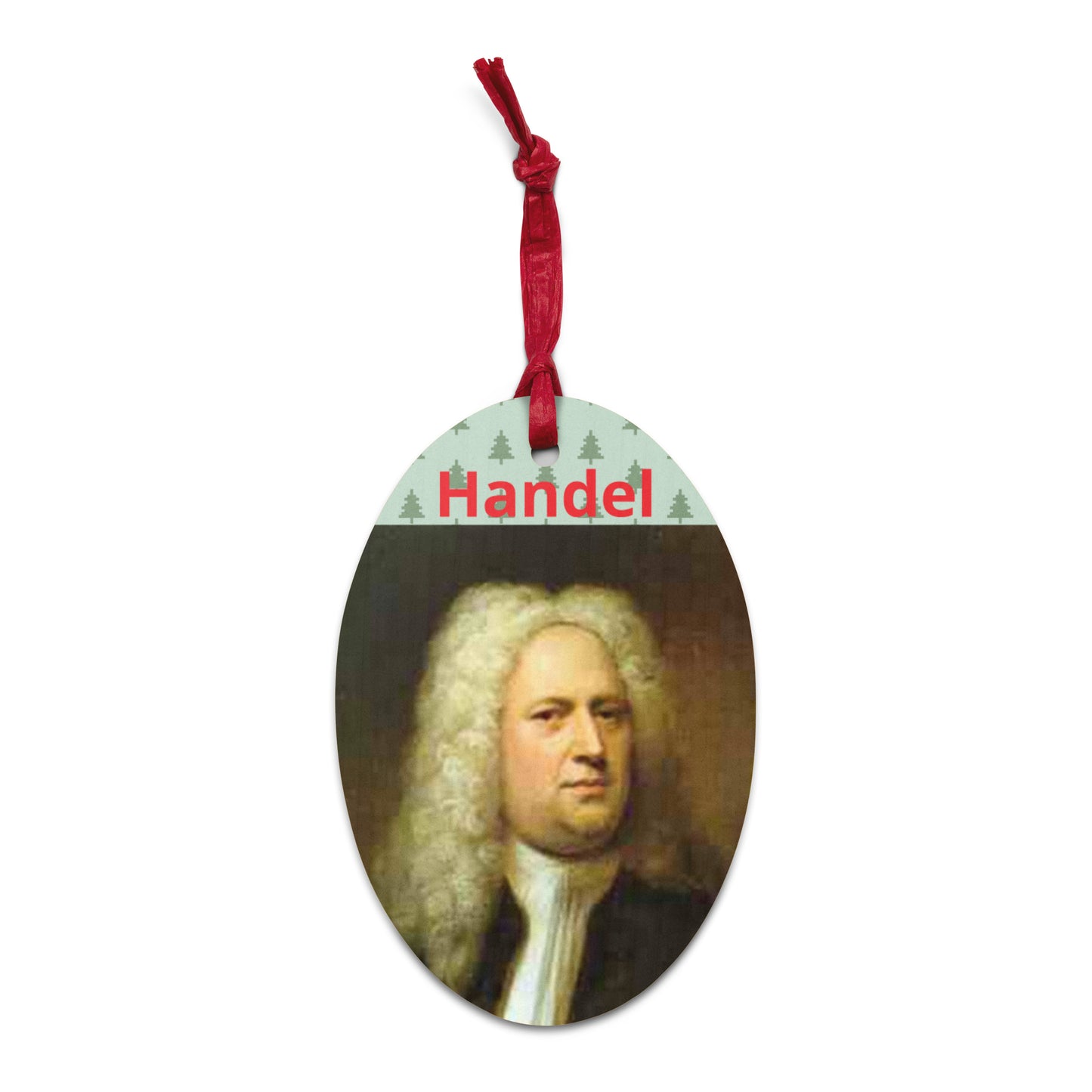 Handel "unto us a child is born" wooden Christmas ornament