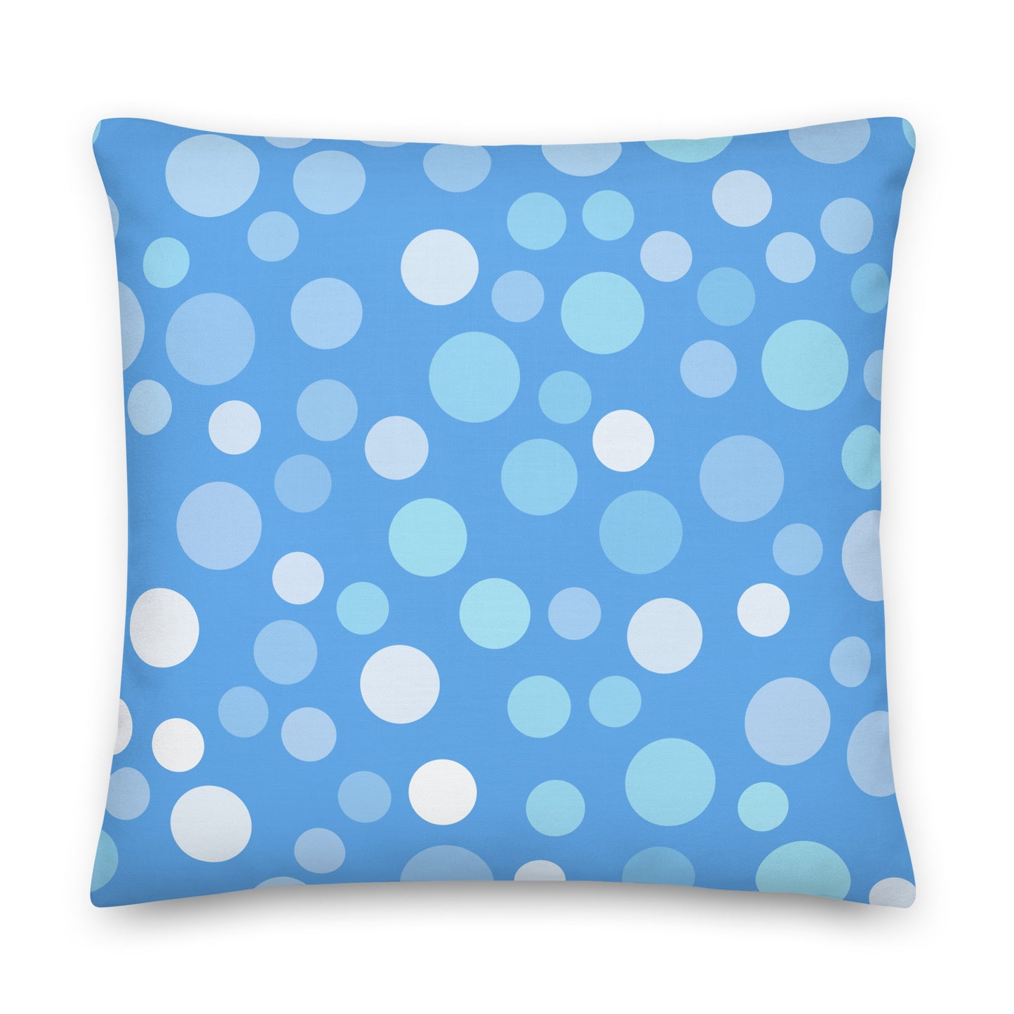 Blue and White Circles Premium Pillow