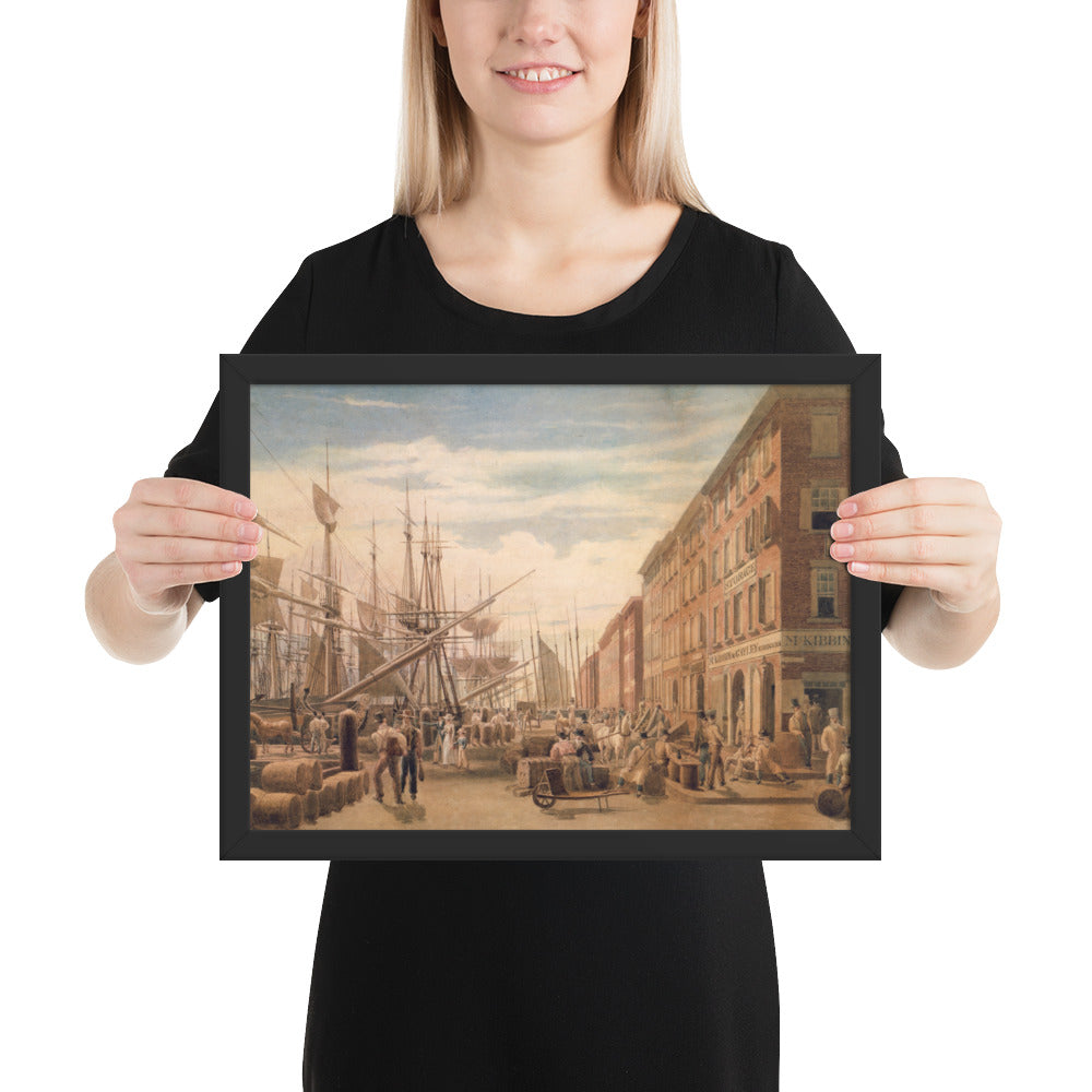 View of South Street, from Maiden Lane, New York City, framed poster