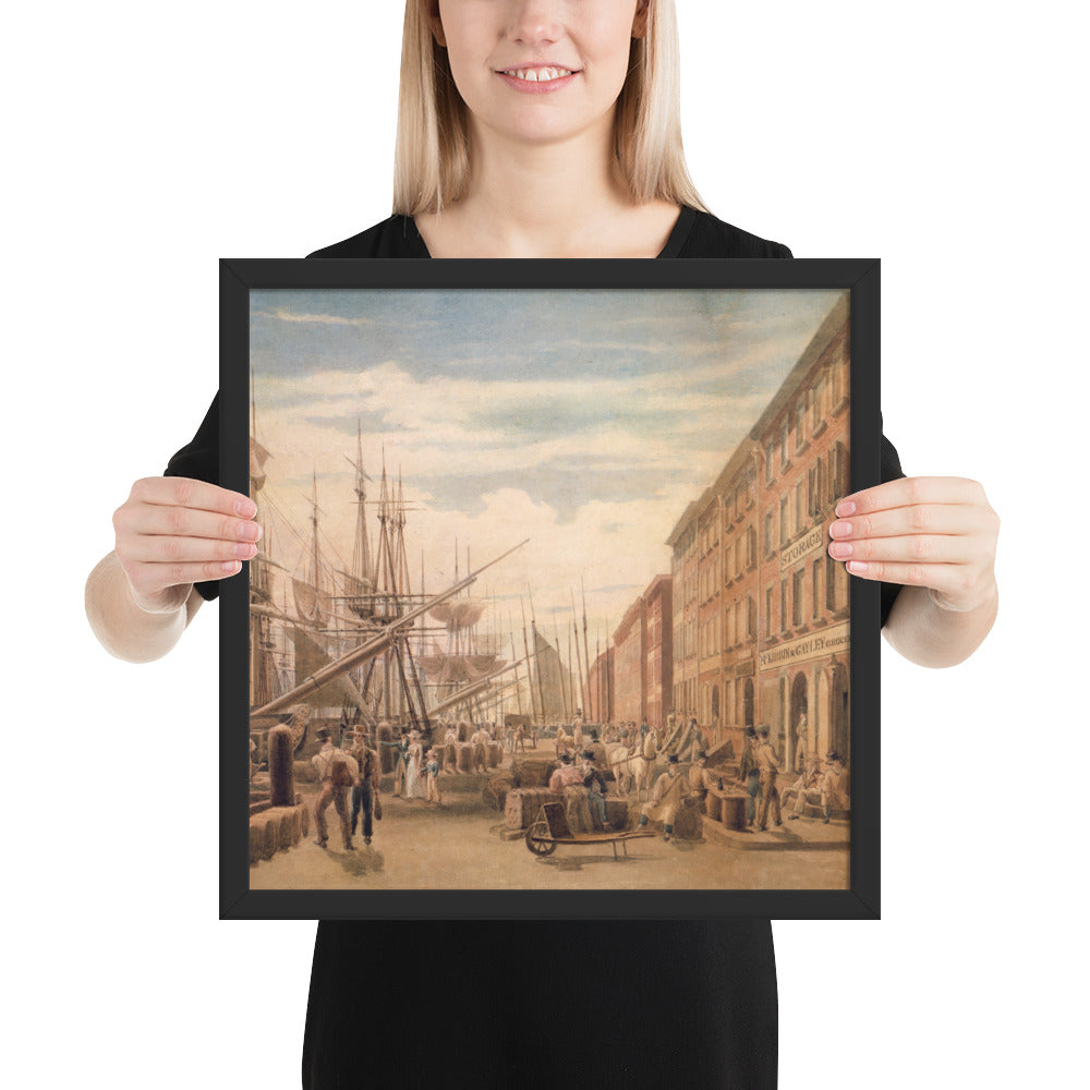 View of South Street, from Maiden Lane, New York City, framed poster