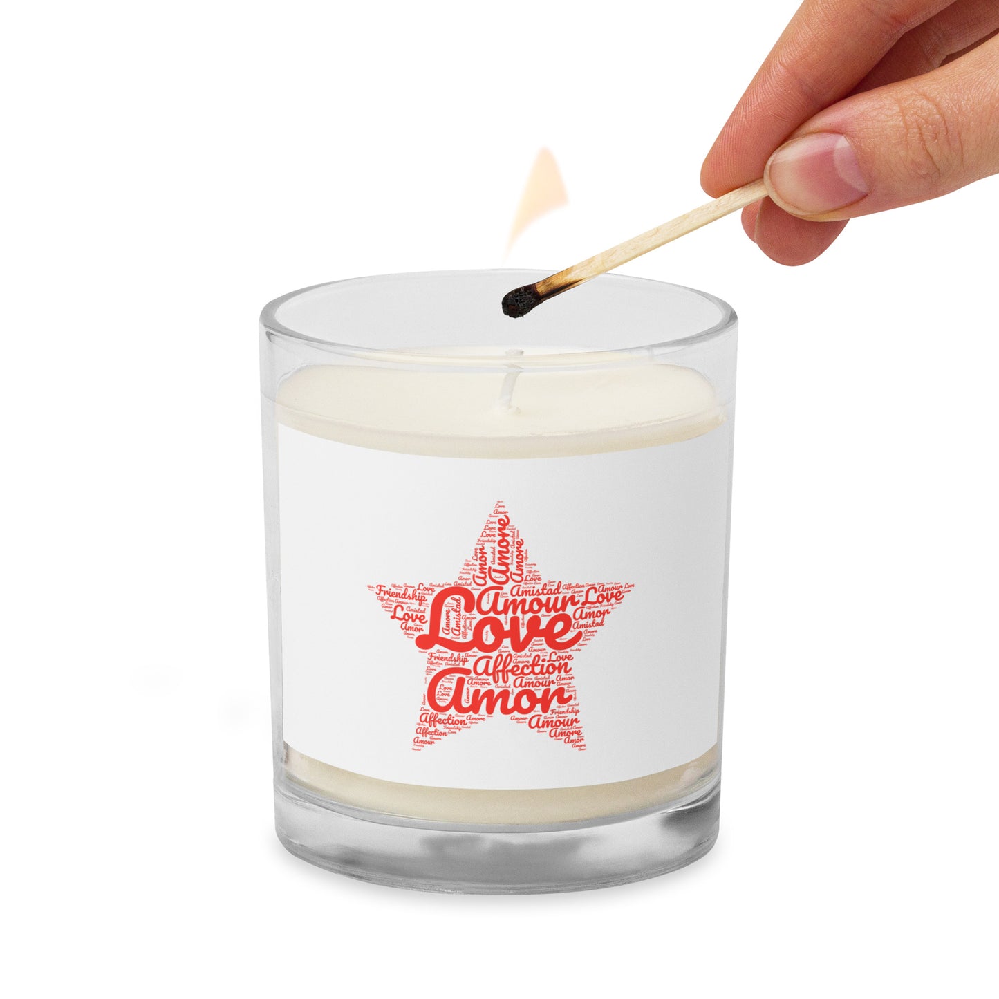 Love word star Glass jar soy wax candle