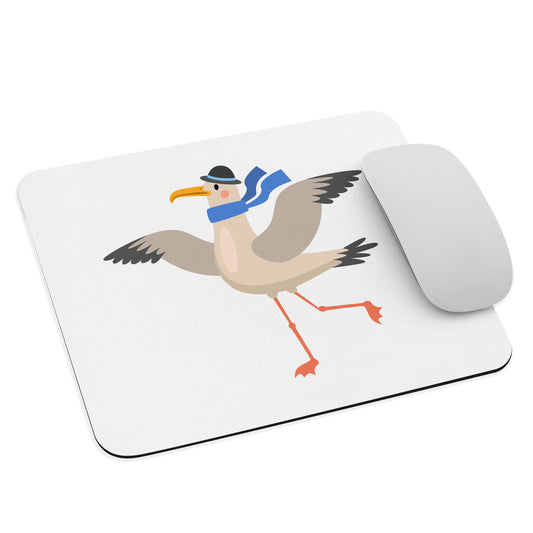 Mouse pad, seagull with hat and scarf
