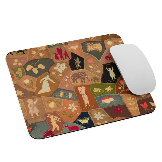 Crazy-quilt design mouse pad