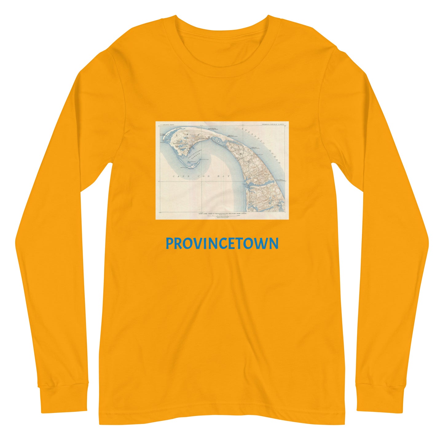 Provincetown Image is from a 1908 U.S. Geological Survey's map of Cape Cod, Massachusetts.Unisex Long Sleeve Tee