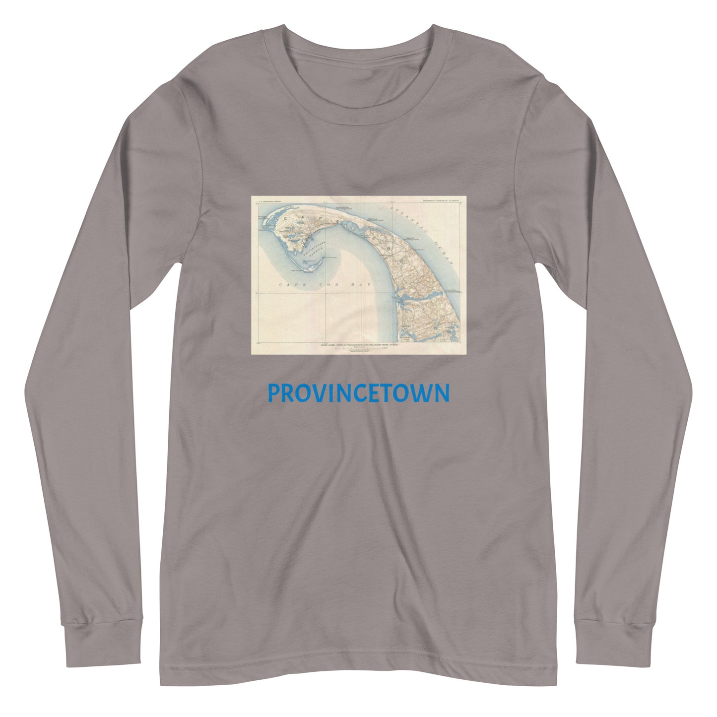 Provincetown Image is from a 1908 U.S. Geological Survey's map of Cape Cod, Massachusetts.Unisex Long Sleeve Tee